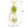 1 Carat Peridot and Diamond Cat Necklace In 10K Yellow Gold, 18 Inches Image-4