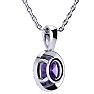 1/2 Carat Oval Shape Amethyst and Halo Diamond Necklace In Sterling Silver With 18 Inch Chain Image-3