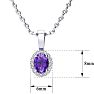 1/2 Carat Oval Shape Amethyst and Halo Diamond Necklace In Sterling Silver With 18 Inch Chain Image-4