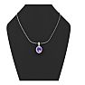 1/2 Carat Oval Shape Amethyst and Halo Diamond Necklace In Sterling Silver With 18 Inch Chain Image-5