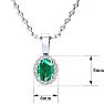 1/2 Carat Oval Shape Emerald and Halo Diamond Necklace In Sterling Silver With 18 Inch Chain Image-4