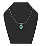 1/2 Carat Oval Shape Emerald and Halo Diamond Necklace In Sterling Silver With 18 Inch Chain Image-5