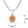 1/2 Carat Oval Shape Citrine and Halo Diamond Necklace In Sterling Silver With 18 Inch Chain Image-4