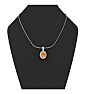 1/2 Carat Oval Shape Citrine and Halo Diamond Necklace In Sterling Silver With 18 Inch Chain Image-5