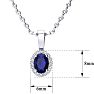 1/2 Carat Oval Shape Sapphire and Halo Diamond Necklace In Sterling Silver With 18 Inch Chain Image-4