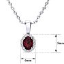 1/2 Carat Oval Shape Garnet and Halo Diamond Necklace In Sterling Silver With 18 Inch Chain Image-4