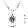 1/2 Carat Oval Shape Mystic Topaz and Halo Diamond Necklace In Sterling Silver With 18 Inch Chain Image-4