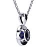 1 Carat Oval Shape Sapphire and Halo Diamond Necklace In Sterling Silver With 18 Inch Chain Image-3