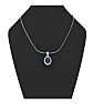1 Carat Oval Shape Sapphire and Halo Diamond Necklace In Sterling Silver With 18 Inch Chain Image-5