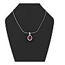 1 Carat Oval Shape Garnet and Halo Diamond Necklace In Sterling Silver With 18 Inch Chain Image-5