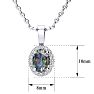 1 Carat Oval Shape Mystic Topaz and Halo Diamond Necklace In Sterling Silver With 18 Inch Chain Image-4