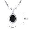 1 Carat Oval Shape Black Onyx and Halo Diamond Necklace In Sterling Silver With 18 Inch Chain Image-4