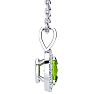 1 Carat Oval Shape Peridot and Halo Diamond Necklace In Sterling Silver With 18 Inch Chain Image-2