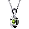 1 Carat Oval Shape Peridot and Halo Diamond Necklace In Sterling Silver With 18 Inch Chain Image-3
