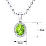 1 Carat Oval Shape Peridot and Halo Diamond Necklace In Sterling Silver With 18 Inch Chain Image-4