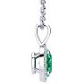 1 1/4 Carat Oval Shape Emerald and Halo Diamond Necklace In Sterling Silver With 18 Inch Chain Image-2