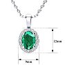 1 1/4 Carat Oval Shape Emerald and Halo Diamond Necklace In Sterling Silver With 18 Inch Chain Image-4