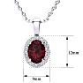 1 1/4 Carat Oval Shape Garnet and Halo Diamond Necklace In Sterling Silver With 18 Inch Chain Image-4