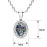 1 1/4 Carat Oval Shape Mystic Topaz and Halo Diamond Necklace In Sterling Silver With 18 Inch Chain Image-4