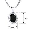 1 1/4 Carat Oval Shape Black Onyx and Halo Diamond Necklace In Sterling Silver With 18 Inch Chain Image-4
