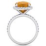 Citrine Ring: 5 1/2 Carat Cushion Cut Citrine and Halo Diamond Ring In Sterling Silver Image-3