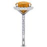 Citrine Ring: 5 1/2 Carat Cushion Cut Citrine and Halo Diamond Ring In Sterling Silver Image-4