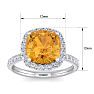 Citrine Ring: 5 1/2 Carat Cushion Cut Citrine and Halo Diamond Ring In Sterling Silver Image-5