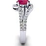 Ruby Ring: 1.40 Carat Oval Shape Created Ruby and Fancy Diamond Ring In Sterling Silver Image-3