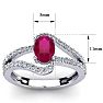 Ruby Ring: 1.40 Carat Oval Shape Created Ruby and Fancy Diamond Ring In Sterling Silver Image-5