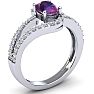 Amethyst Ring: 1.40 Carat Oval Shape Amethyst and Fancy Diamond Ring In Sterling Silver Image-2