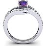 Amethyst Ring: 1.40 Carat Oval Shape Amethyst and Fancy Diamond Ring In Sterling Silver Image-4