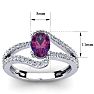 Amethyst Ring: 1.40 Carat Oval Shape Amethyst and Fancy Diamond Ring In Sterling Silver Image-5