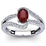 Garnet Ring: 1.40 Carat Oval Shape Garnet and Fancy Diamond Ring In Sterling Silver Image-1