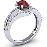 Garnet Ring: 1.40 Carat Oval Shape Garnet and Fancy Diamond Ring In Sterling Silver Image-2