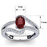 Garnet Ring: 1.40 Carat Oval Shape Garnet and Fancy Diamond Ring In Sterling Silver Image-5