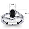 Black Onyx Ring: 1.40 Carat Oval Shape Black Onyx and Fancy Diamond Ring In Sterling Silver Image-5