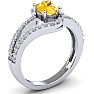 Citrine Ring: 1.40 Carat Oval Shape Citrine and Fancy Diamond Ring In Sterling Silver Image-2
