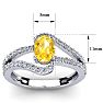Citrine Ring: 1.40 Carat Oval Shape Citrine and Fancy Diamond Ring In Sterling Silver Image-5