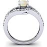 Opal Ring: 1.40 Carat Oval Shape Created Opal and Fancy Diamond Ring In Sterling Silver Image-4