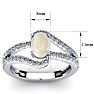 Opal Ring: 1.40 Carat Oval Shape Created Opal and Fancy Diamond Ring In Sterling Silver Image-5