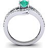 Emerald Ring: 1.40 Carat Oval Shape Created Emerald and Fancy Diamond Ring In Sterling Silver Image-4