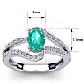 Emerald Ring: 1.40 Carat Oval Shape Created Emerald and Fancy Diamond Ring In Sterling Silver Image-5
