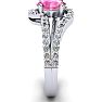 Pink Sapphire Ring: 1.40 Carat Oval Shape Created Pink Sapphire and Fancy Diamond Ring In Sterling Silver Image-3