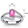 Pink Sapphire Ring: 1.40 Carat Oval Shape Created Pink Sapphire and Fancy Diamond Ring In Sterling Silver Image-5
