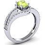 Peridot Ring: 1.40 Carat Oval Shape Peridot and Fancy Diamond Ring In Sterling Silver Image-2