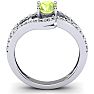 Peridot Ring: 1.40 Carat Oval Shape Peridot and Fancy Diamond Ring In Sterling Silver Image-4