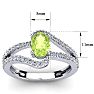 Peridot Ring: 1.40 Carat Oval Shape Peridot and Fancy Diamond Ring In Sterling Silver Image-5