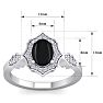 Black Onyx Ring: 1 1/2 Carat Oval Shape Black Onyx and Halo Diamond Ring In Sterling Silver Image-5