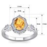 Citrine Ring: 1 1/2 Carat Oval Shape Citrine and Halo Diamond Ring In Sterling Silver Image-5