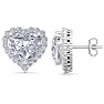 4 1/2 Carat Heart Shape Halo Lab Grown Diamond Stud Earrings In 14 Karat White Gold Image-1